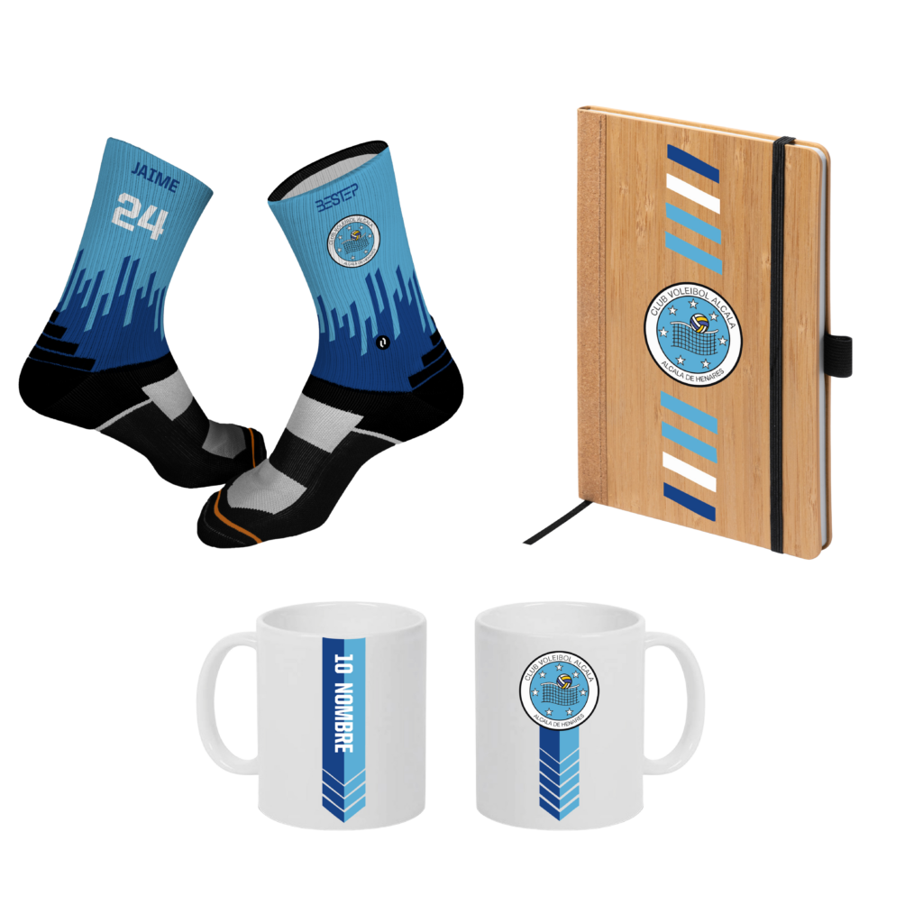 Pack: Calcetines Personalizados, Taza y Libreta Tamaño A5 Voleibol Alcalá